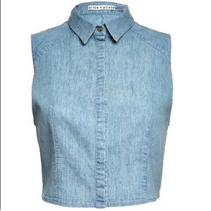 Alice + Olivia Lea Sleeveless Chambray Top